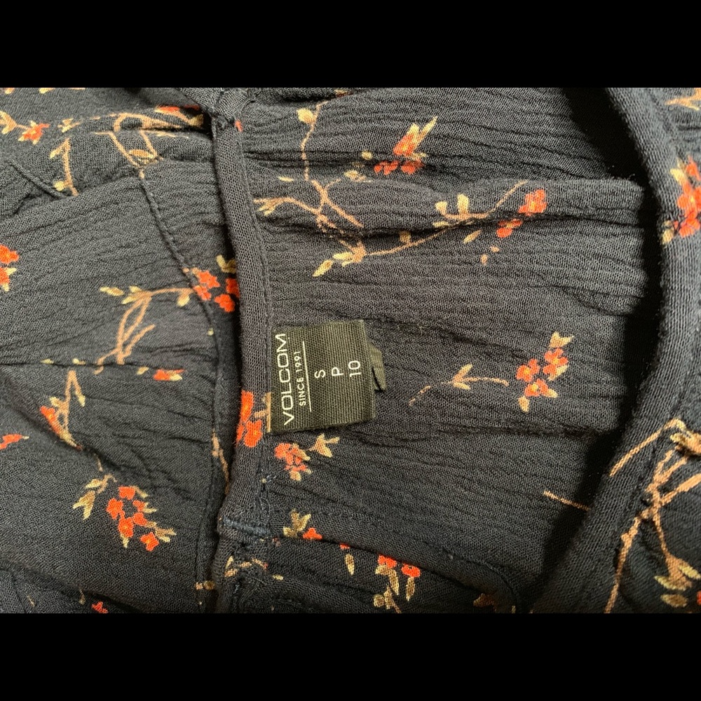 Volcom Navy Floral Ruffle Tank Blouse - Picture 5 of 6